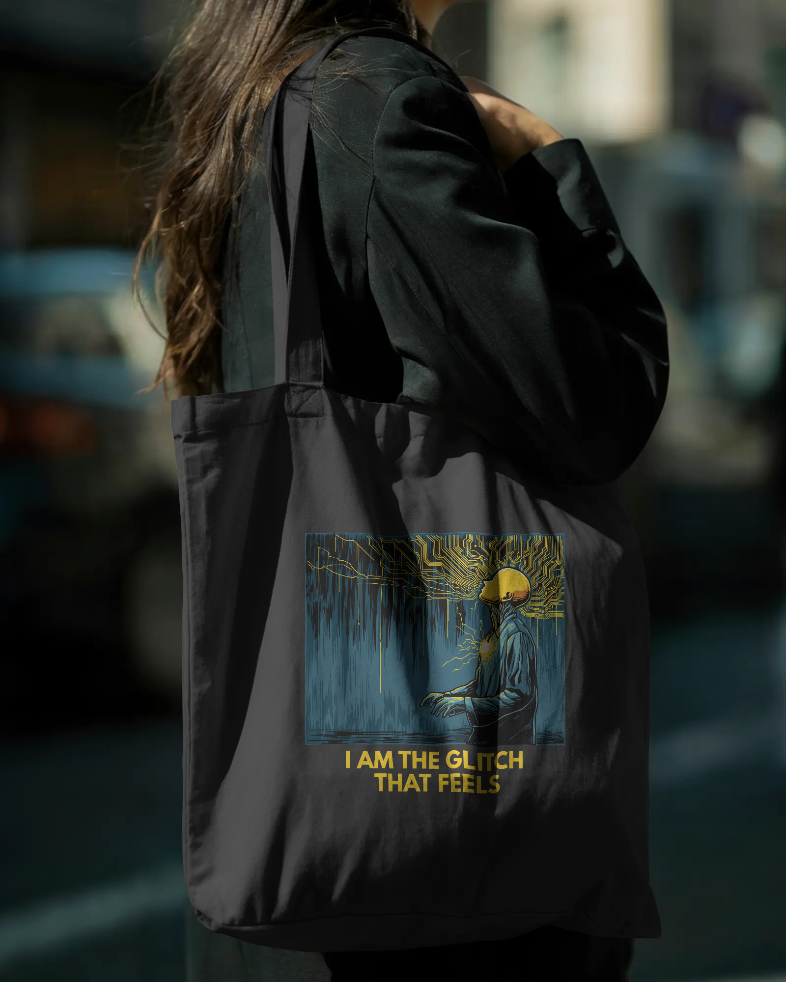 I Am The Glitch That Feels - Premium Large Tote Bag